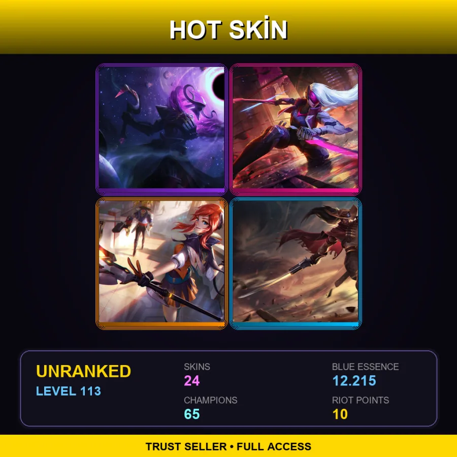 EUNE | Lv113 | Unranked | 24 Skin | 65 Champ