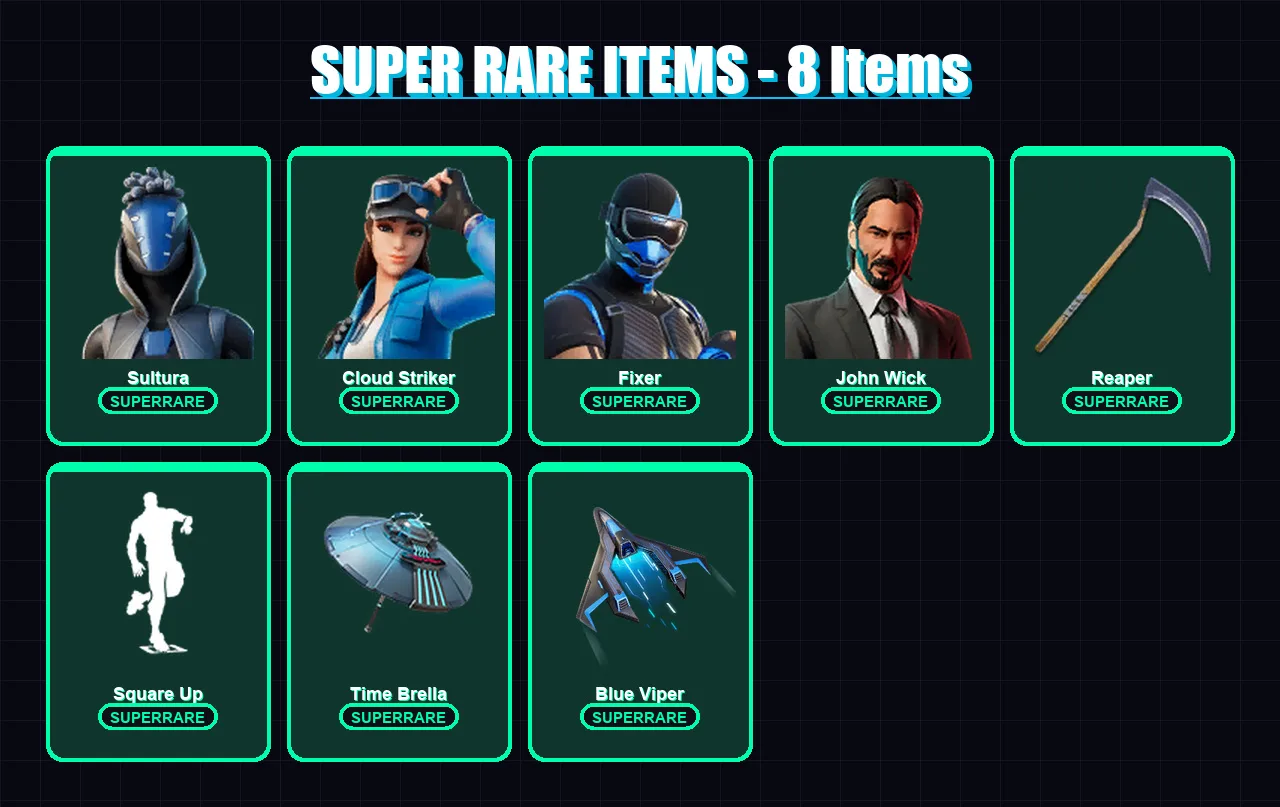 [PC/XBOX/PSN] | Sultura | Cloud Striker | Fixer | John Wick | Torin | 152 skin | 150 pickaxe | 142 emote | 113 glider | Lv1836