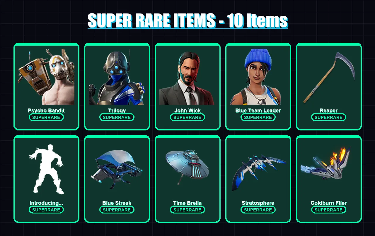 [PC/XBOX] | Psycho Bandit | Trilogy | John Wick | Blue Team Leader | Omen | 334 skin | 322 pickaxe | 320 emote | 143 glider | Lv1467