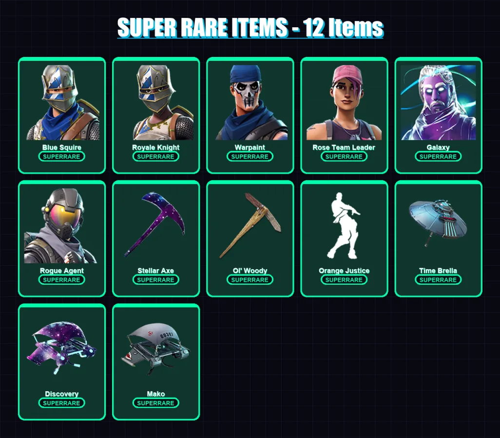 [PC/PSN] | Blue Squire | Royale Knight | Warpaint | Rose Team Leader | Galaxy | 53 skin | 79 pickaxe | 69 emote | 75 glider | Lv1062