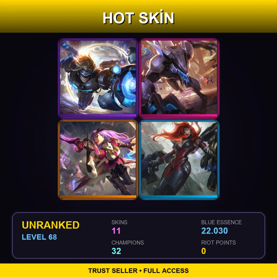LAN | Lv68 | Unranked | 11 Skin | 32 Champ