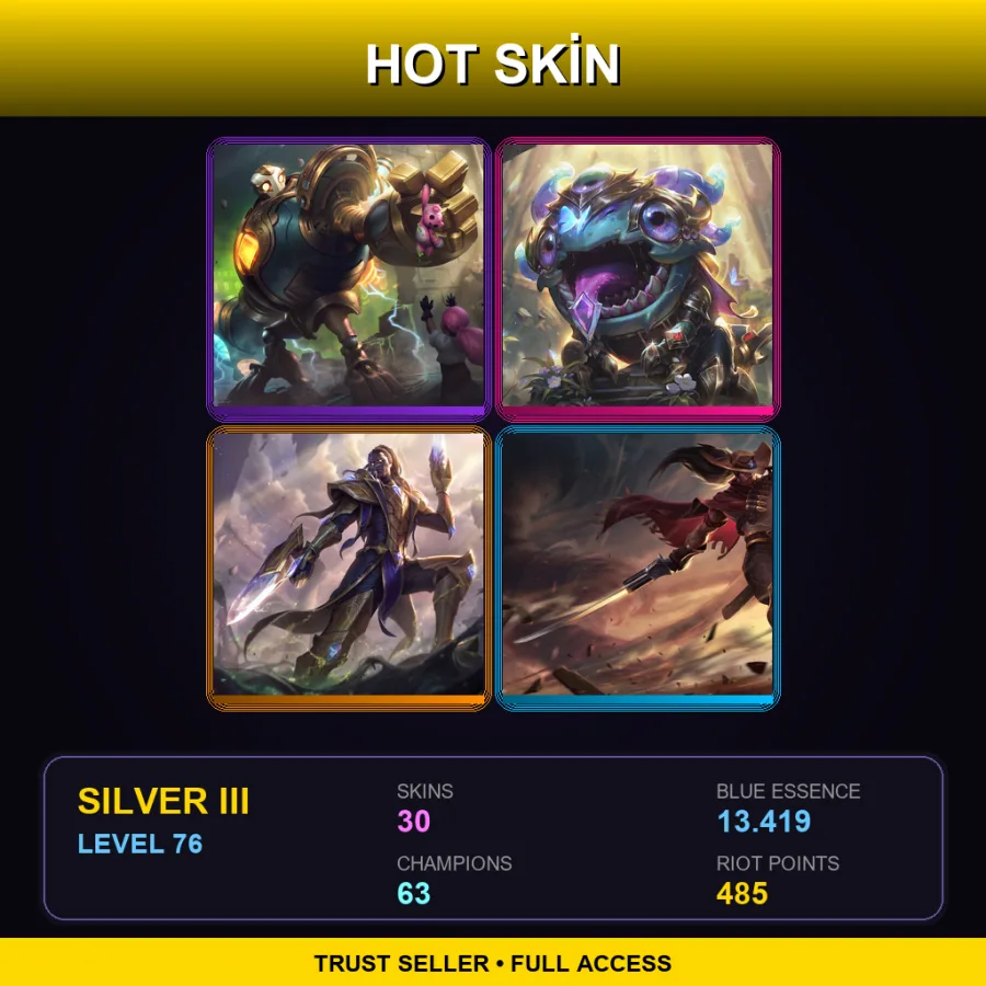 BR | Lv76 | Silver III | 30 Skin | 63 Champ
