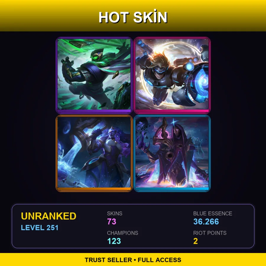 EUW | Lv251 | Unranked | 73 Skin | 123 Champ — LoL account