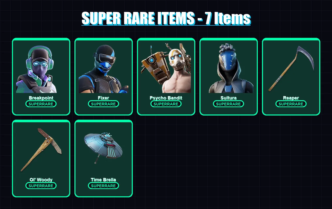 [PC/XBOX/PSN] | Breakpoint | Fixer | Psycho Bandit | Sultura | Eternal Knight | 258 skin | 282 pickaxe | 177 emote | 191 glider | Lv3273