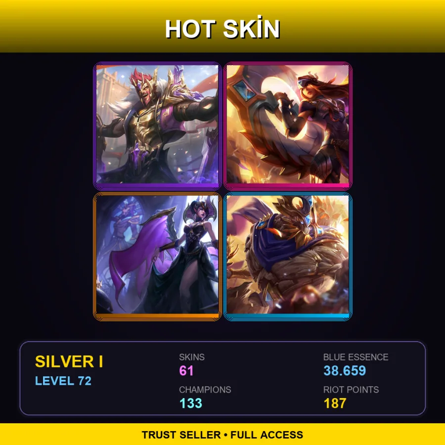 EUNE | Victorious Draven | Victorious Sivir | Victorious Morgana | Victorious Maokai | 61 Skin | 133 Champ | Silver I | Lv72