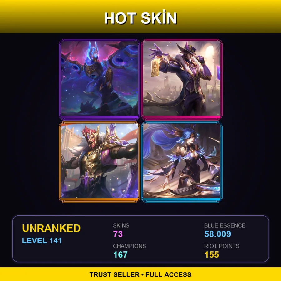 VN | Lv141 | Unranked | 73 Skin | 167 Champ — LoL account