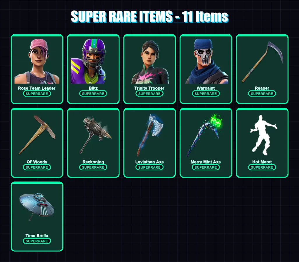 [PC] | Rose Team Leader | Blitz | Trinity Trooper | Warpaint | Zenith | 293 skin | 252 pickaxe | 202 emote | 188 glider | Lv2657 — Fortnite account