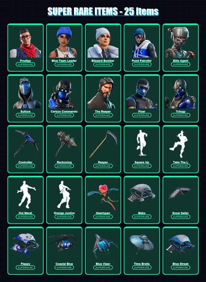 [PS4/PS5/XBOX/PC] | Prodigy | Blue Team Leader | Blizzard Bomber | 105 skin | Lv1748