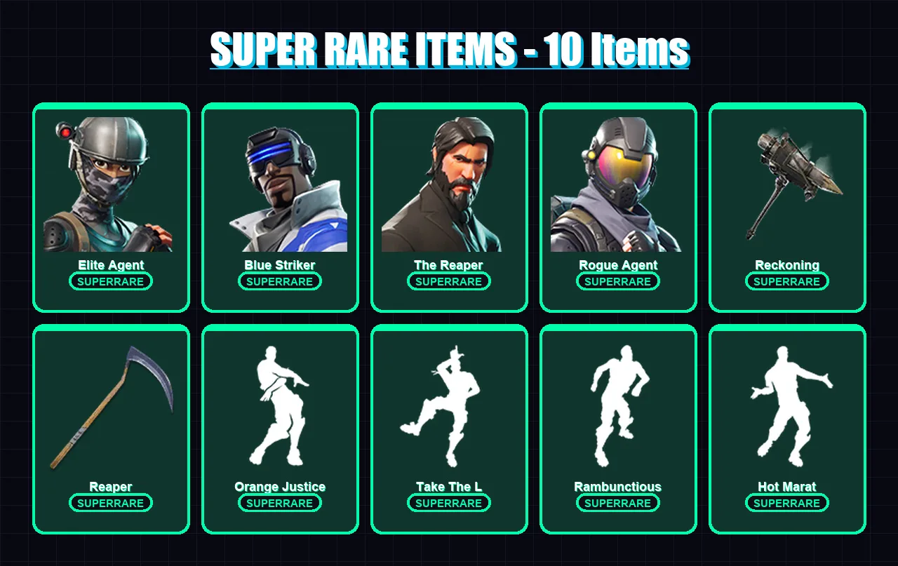 [PC] | Elite Agent | Blue Striker | The Reaper | Rogue Agent | Carbide | 118 skin | 106 pickaxe | 155 emote | 77 glider | Lv1606