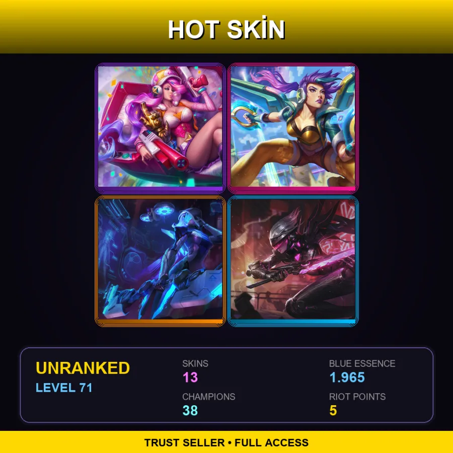 NA | Lv71 | Unranked | 13 Skin | 38 Champ