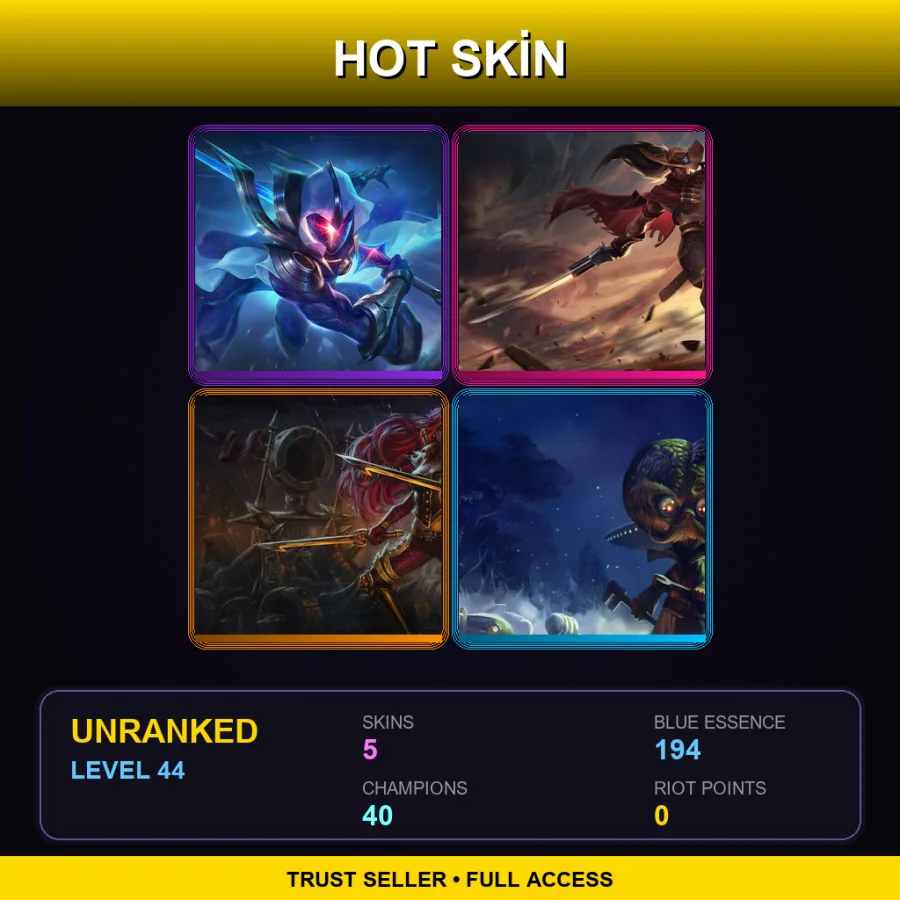EUW | Lv44 | Unranked | 5 Skin | 40 Champ