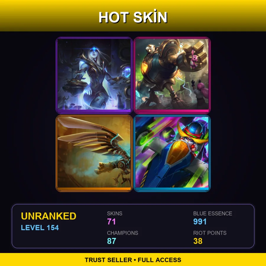 VN | Lv154 | Unranked | 71 Skin | 87 Champ — Woad Ashe