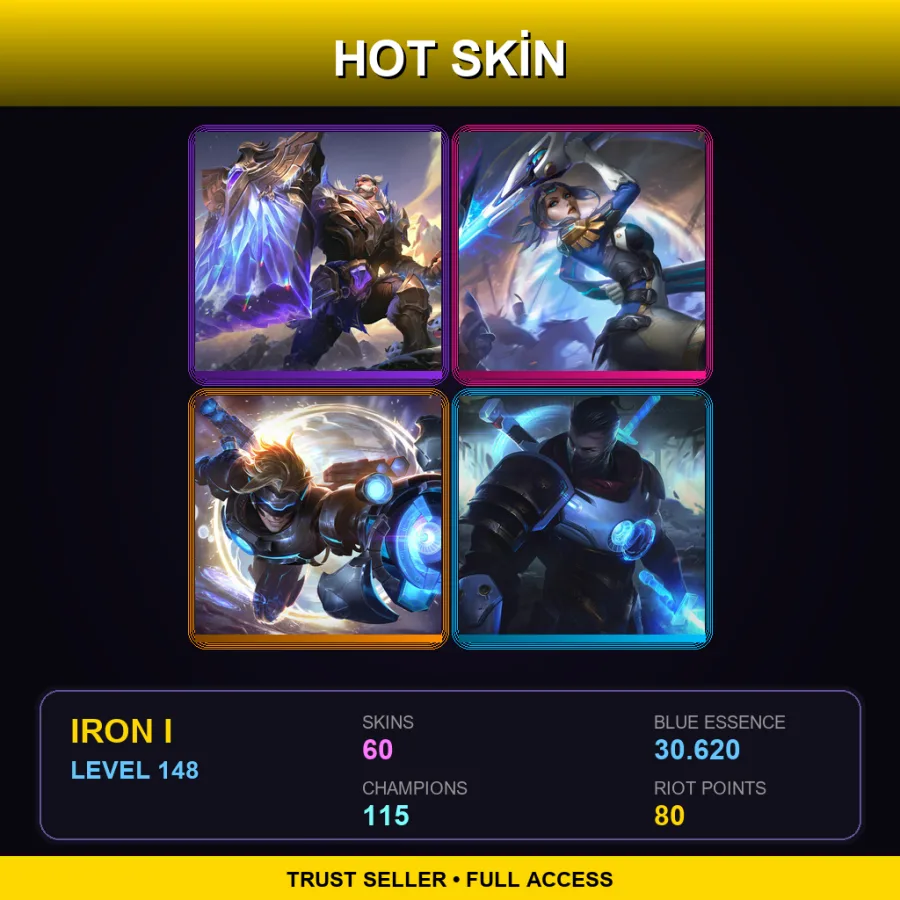 TR | Victorious Braum | Pulsefire Fiora | Pulsefire Ezreal | Pulsefire Shen | 60 Skin | 115 Champ | Iron I | Lv148