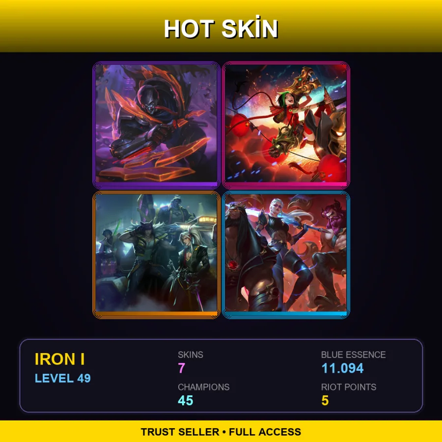 EUNE | Lv49 | Iron I | 7 Skin | 45 Champ — LoL account