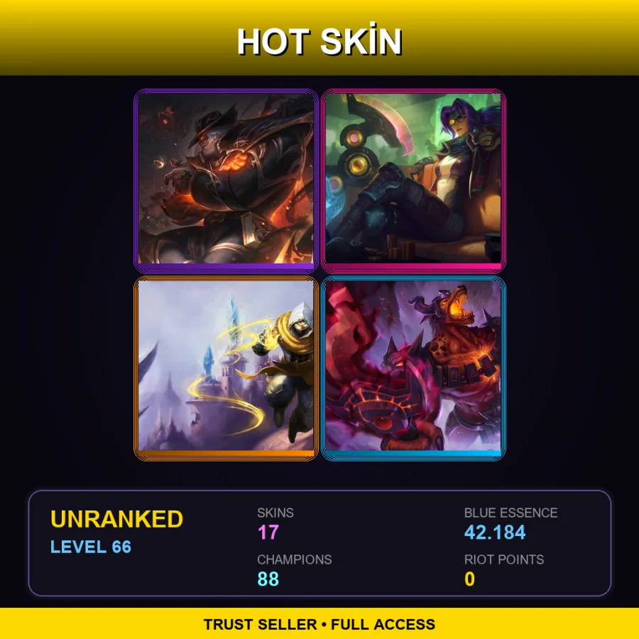 VN | Lv66 | Unranked | 17 Skin | 88 Champ — LoL account