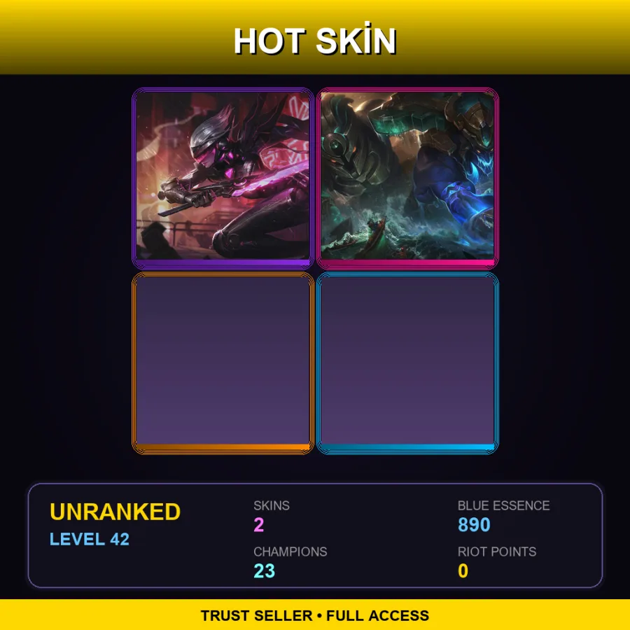 NA | Lv42 | Unranked | 2 Skin | 23 Champ — LoL account