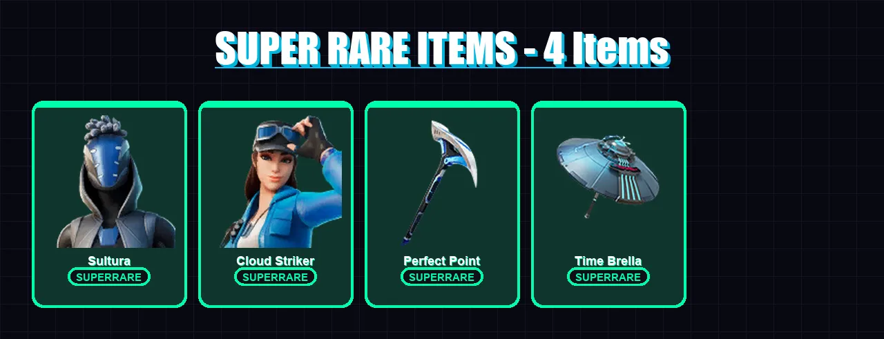 [PS4/PS5/XBOX/PC] | Sultura | Cloud Striker | Fade | Era | Eternal Knight | 61 skin | 104 pickaxe | 77 emote | 101 glider | Lv1563 — Fortnite account