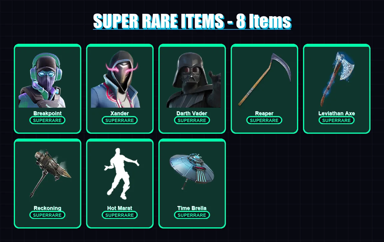 [SWITCH/XBOX/PSN/PC] | Breakpoint | Xander | Darth Vader | Spire Assassin | Peter Griffin | 286 skin | 294 pickaxe | 238 emote | 249 glider | Lv4061