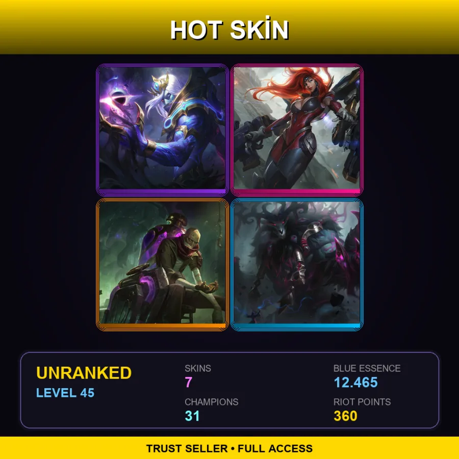 EUW | Lv45 | Unranked | 7 Skin | 31 Champ — LoL account