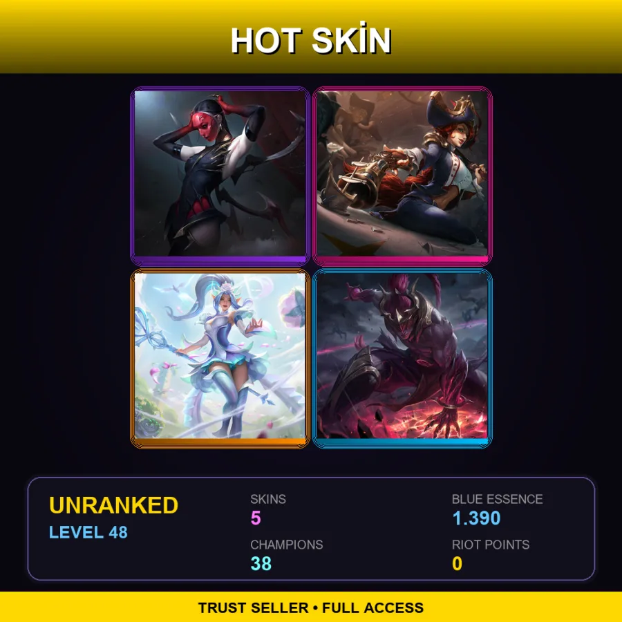 EUW | Lv48 | Unranked | 5 Skin | 38 Champ