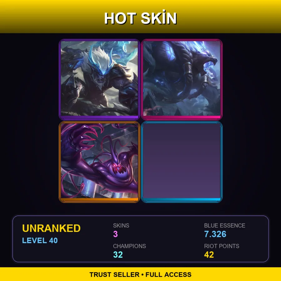 TR | Lv40 | Unranked | 3 Skin | 32 Champ