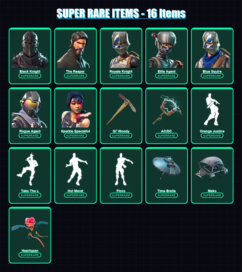 [PC/PSN] | Black Knight | The Reaper | Royale Knight | Elite Agent | Blue Squire | 95 skin | 102 pickaxe | 117 emote | 118 glider | Lv1767