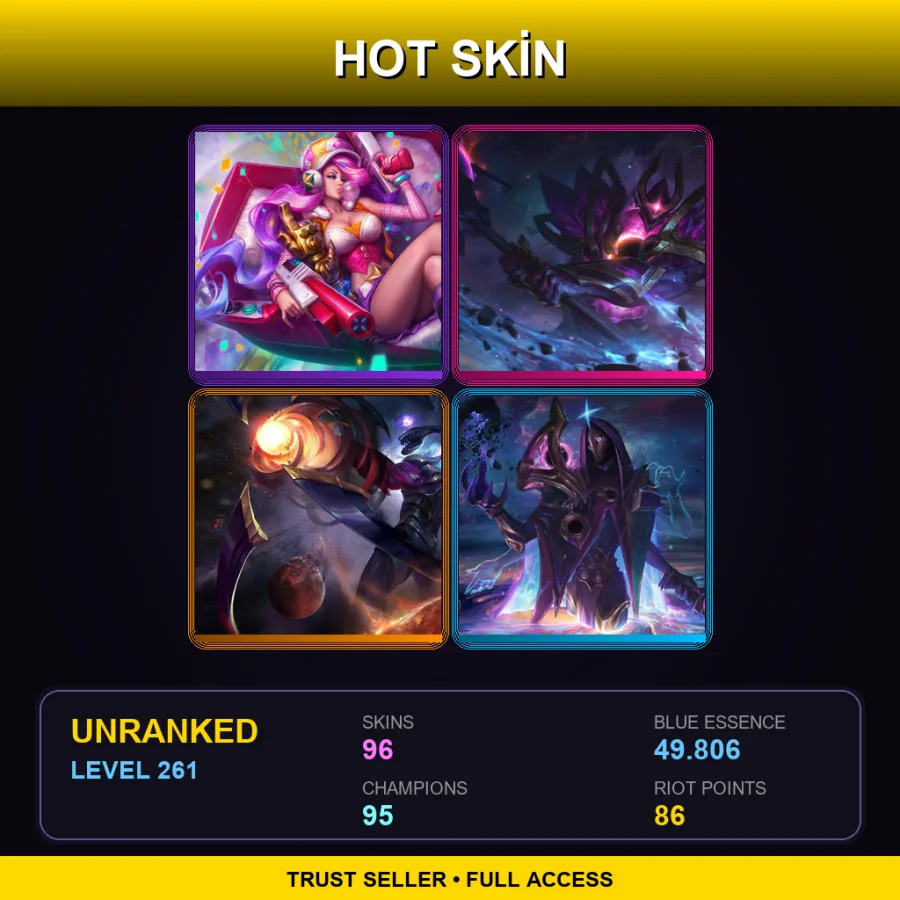 LAN | Lv261 | Unranked | 96 Skin | 95 Champ — Psyops Master Yi