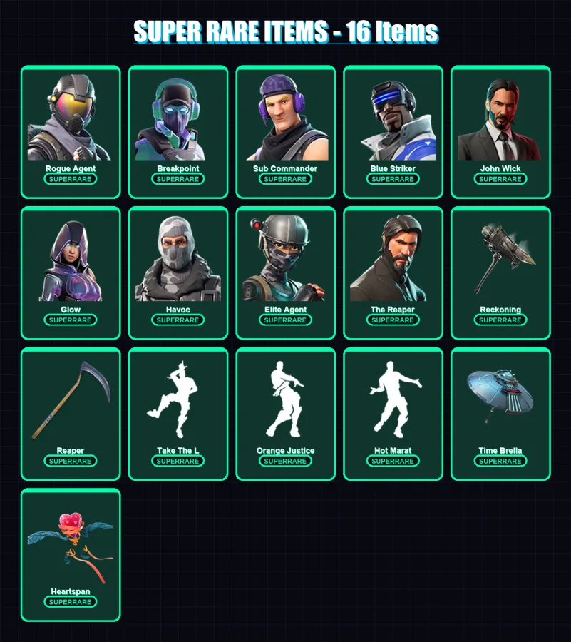 [PS4/PS5/XBOX/PC] | Rogue Agent | Breakpoint | Sub Commander | Blue Striker | John Wick | 277 skin | 260 pickaxe | 186 emote | 208 glider | Lv3193