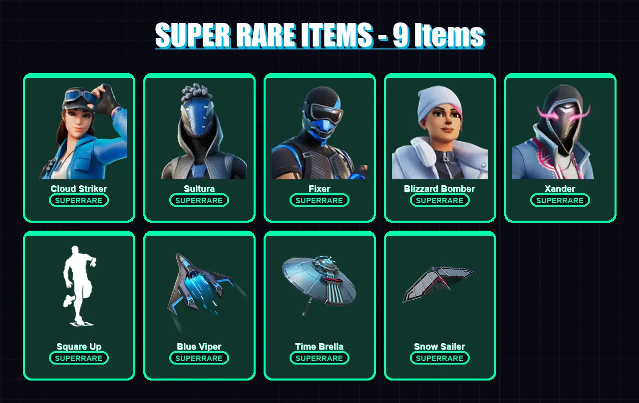 [PS4/PS5/XBOX/PC] | Cloud Striker | Sultura | Fixer | Blizzard Bomber | Xander | 147 skin | 214 pickaxe | 148 emote | 158 glider | Lv2093 — Fortnite account