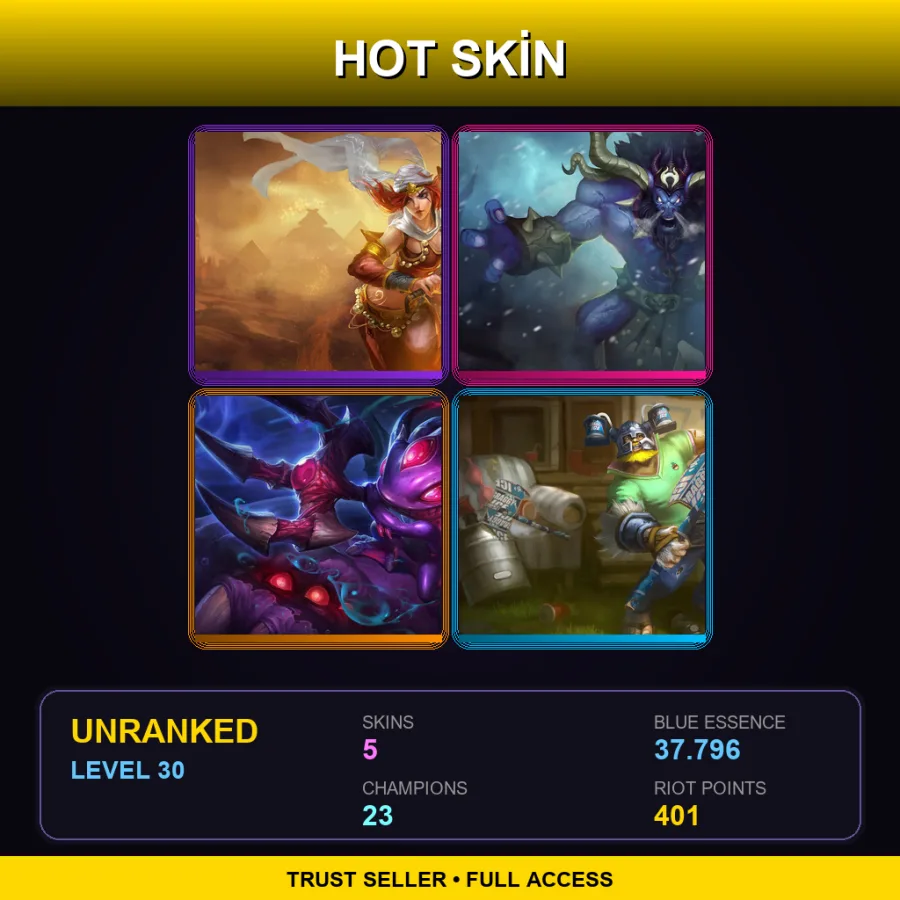 EUNE | Sandstorm Katarina | Unchained Alistar | Void Fizz | Brolaf | 5 Skin | 23 Champ | Lv30