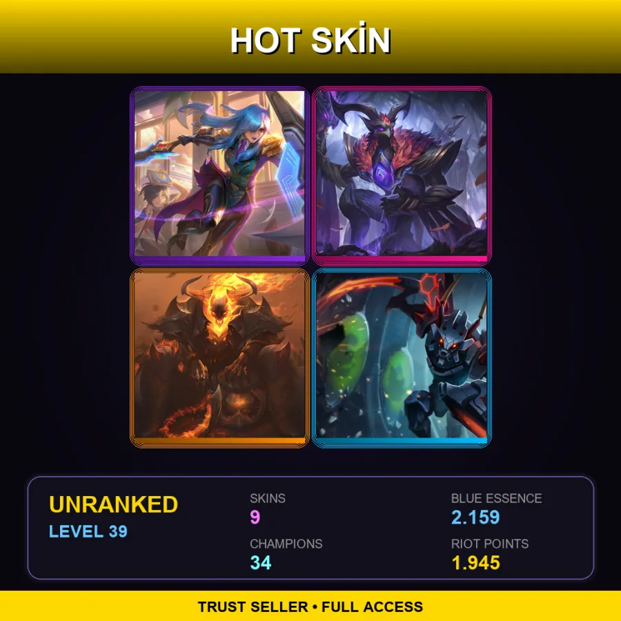 LAN | Lv39 | Unranked | 9 Skin | 34 Champ