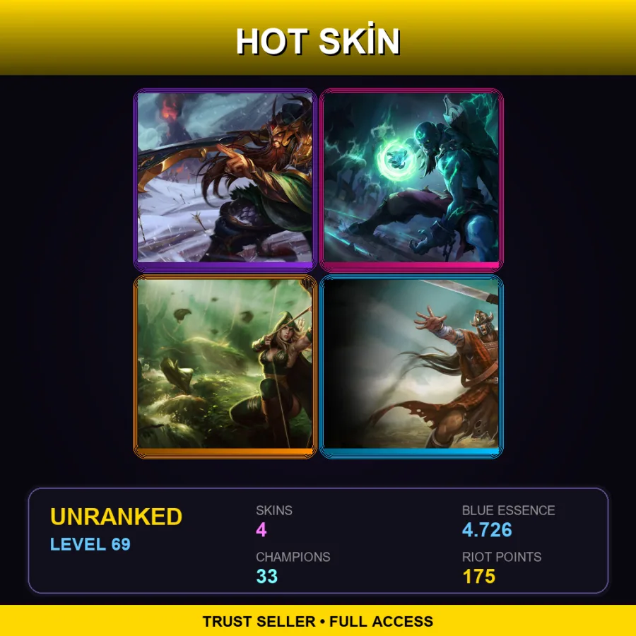 NA | Lv69 | Unranked | 4 Skin | 33 Champ