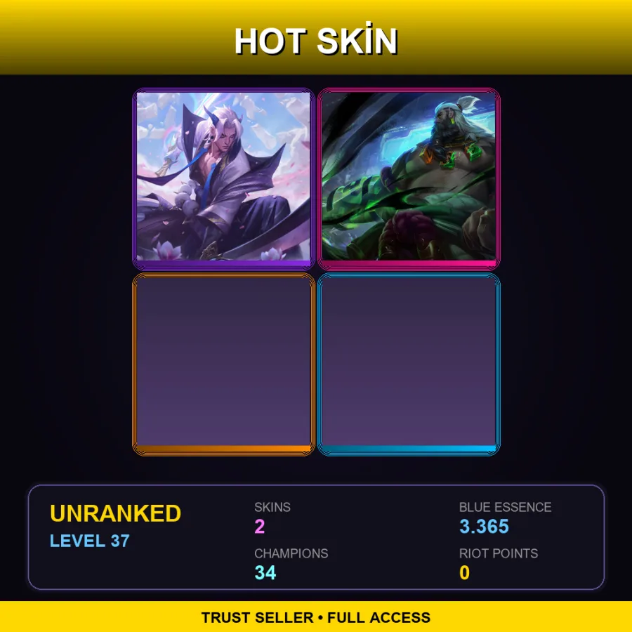 EUW | Lv37 | Unranked | 2 Skin | 34 Champ