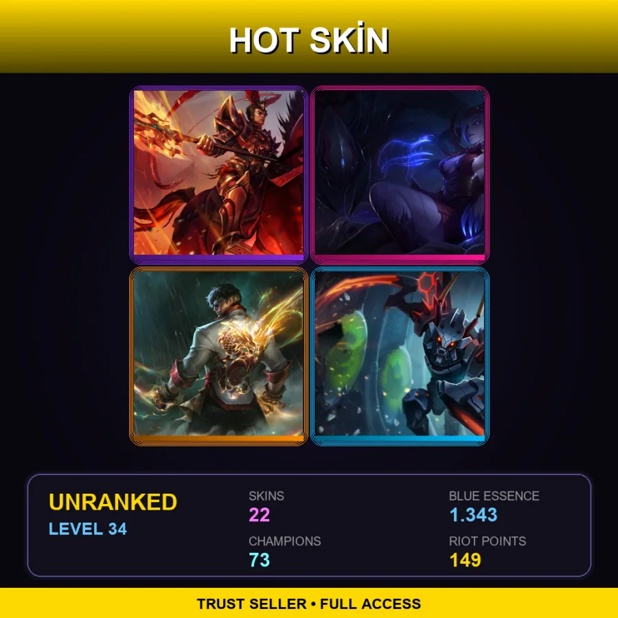 EUW | Lv34 | Unranked | 22 Skin | 73 Champ