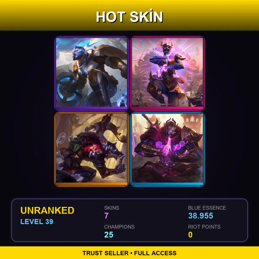 SG | Lv39 | Unranked | 7 Skin | 25 Champ — LoL account