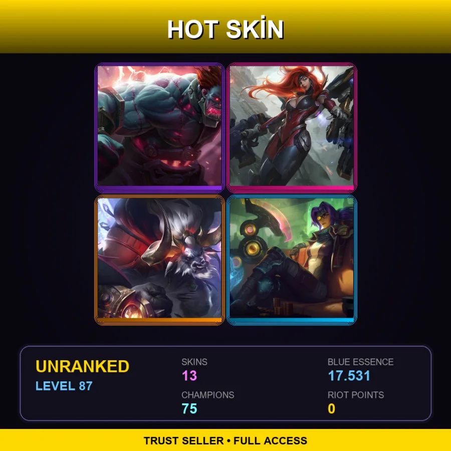 EUW | Lv87 | Unranked | 13 Skin | 75 Champ