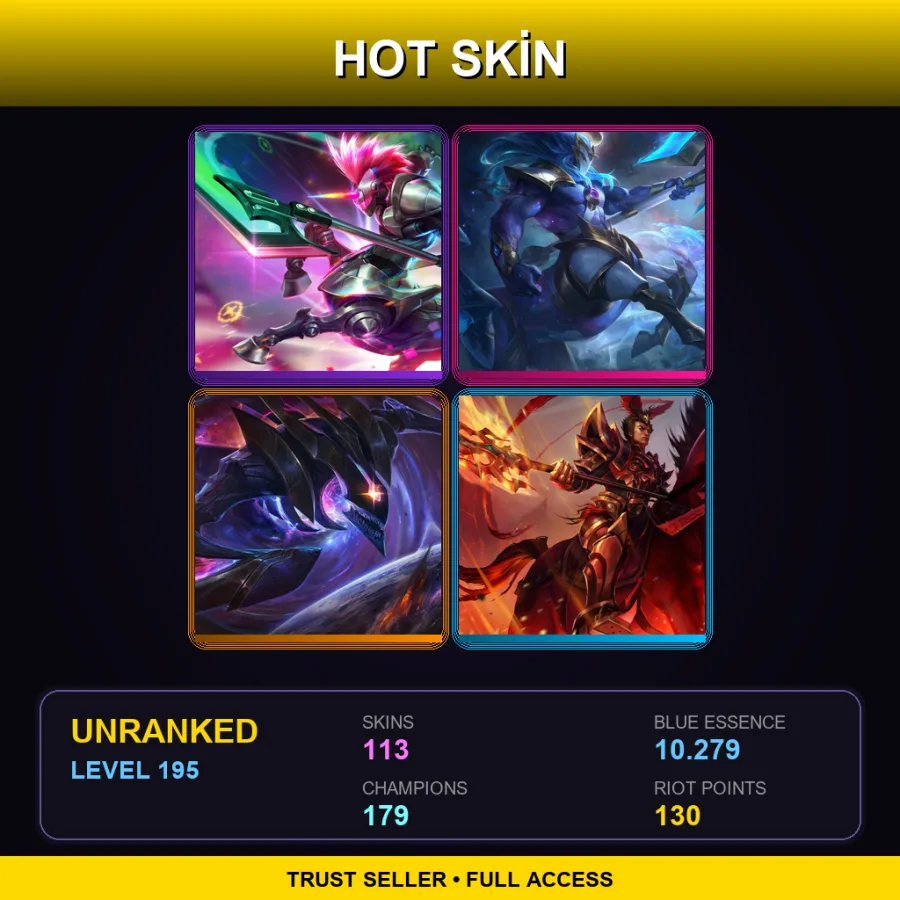 EUW | Lv195 | Unranked | 113 Skin | 179 Champ