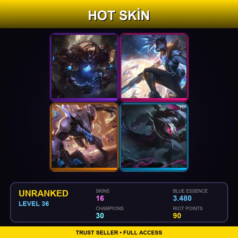 EUNE | Lv36 | Unranked | 16 Skin | 30 Champ