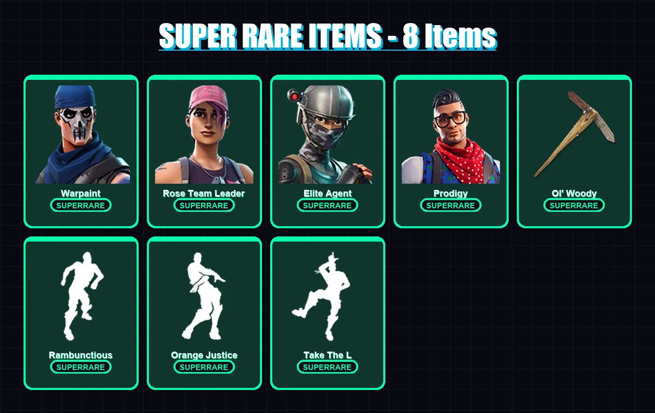 [PS4/PS5/XBOX/PC] | Warpaint | Rose Team Leader | Elite Agent | Prodigy | Valeria | 65 skin | 65 pickaxe | 61 emote | 68 glider | Lv885