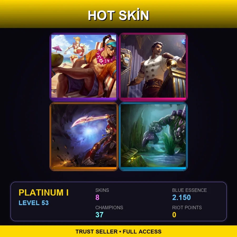 BR | Lv53 | Platinum I | 8 Skin | 37 Champ