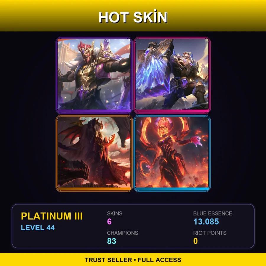 EUW | Lv44 | Platinum III | 6 Skin | 83 Champ