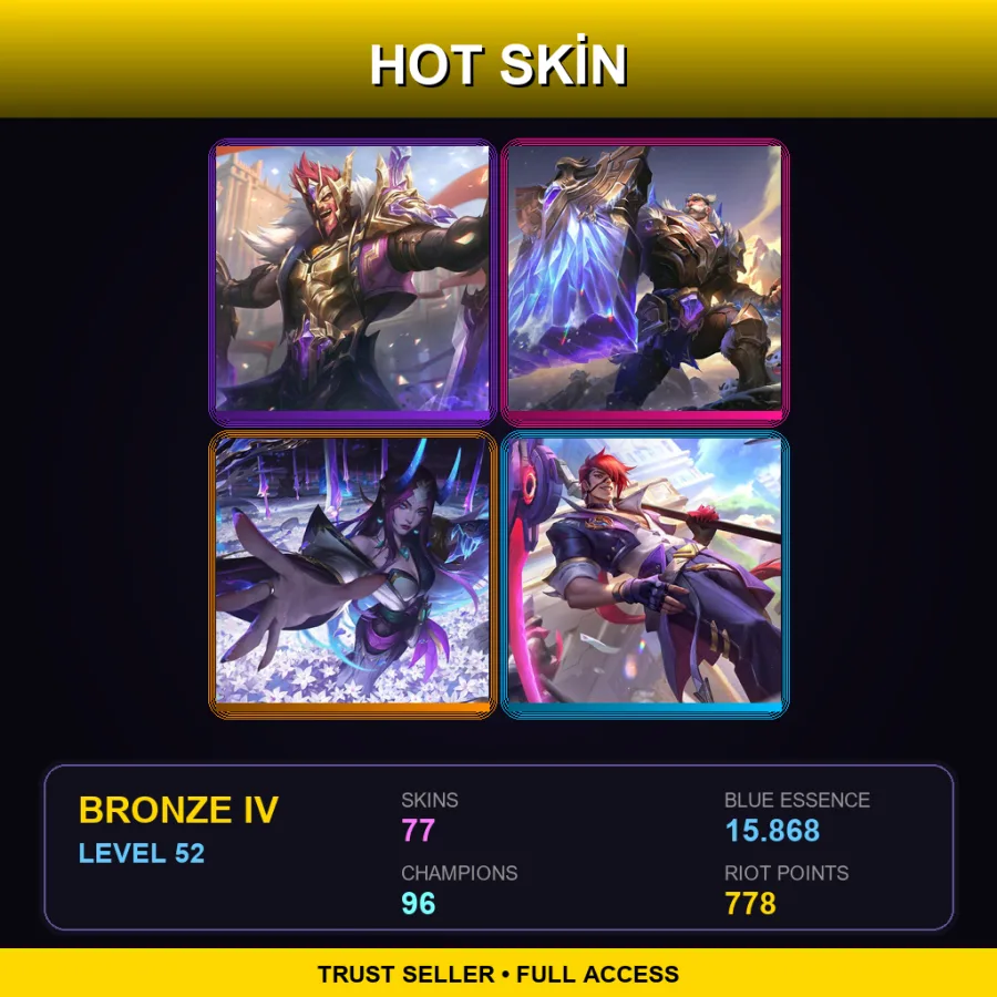 BR | Lv52 | Bronze IV | 77 Skin | 96 Champ