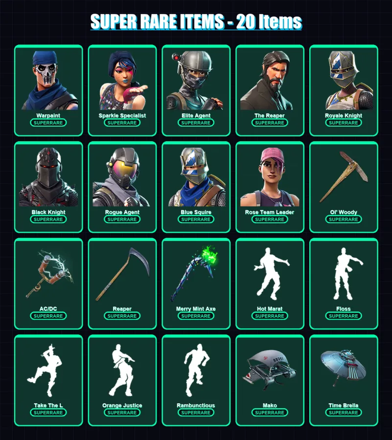 [PC/PSN] | Warpaint | Sparkle Specialist | Elite Agent | The Reaper | Royale Knight | 207 skin | 155 pickaxe | 186 emote | 101 glider | Lv1386