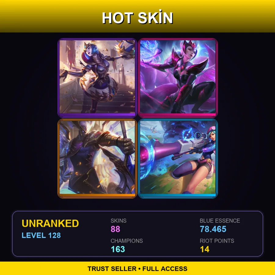 VN | Lv128 | Unranked | 88 Skin | 163 Champ