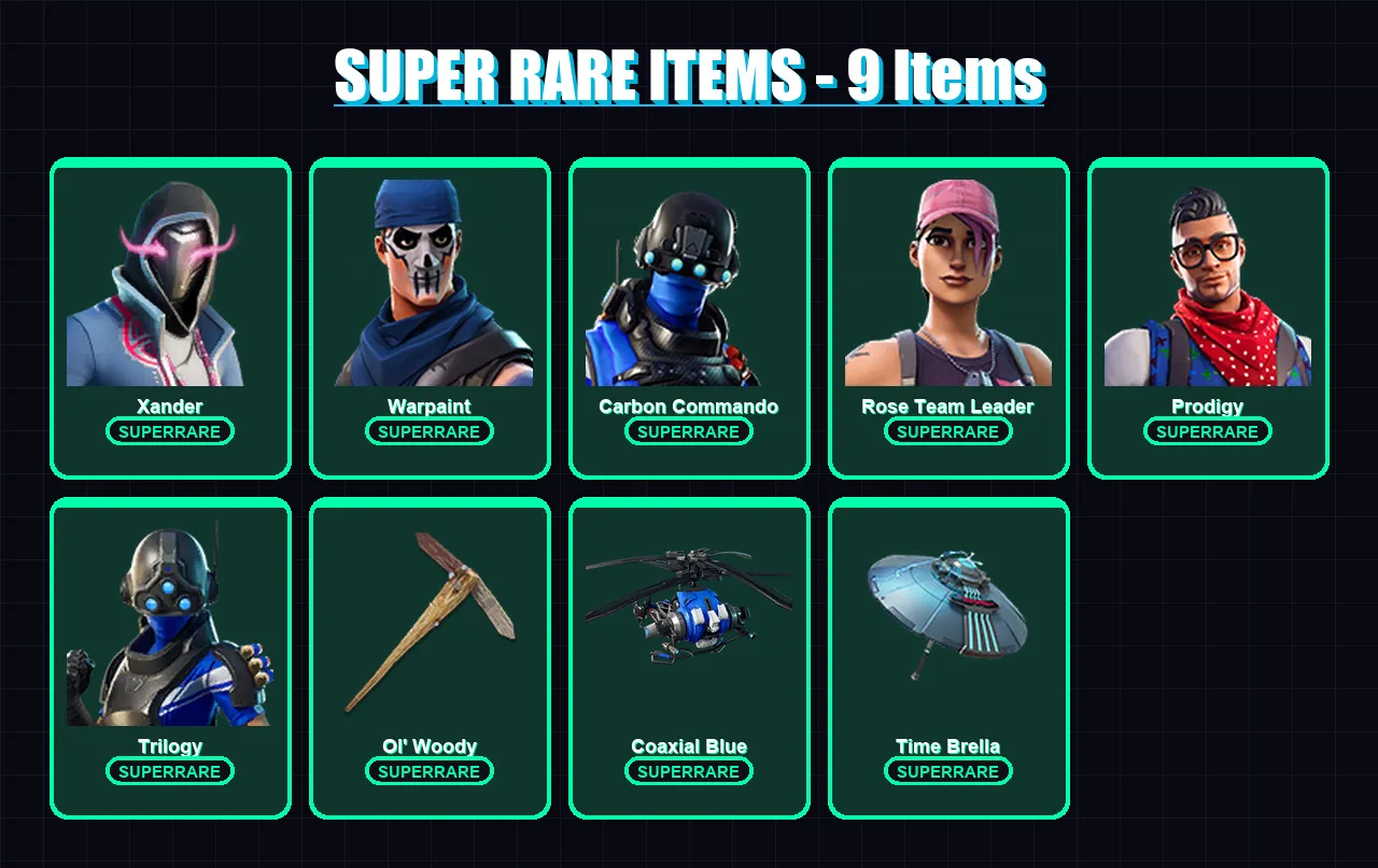 [PS4/PS5/XBOX/PC] | Xander | Warpaint | Carbon Commando | Rose Team Leader | Prodigy | 61 skin | 77 pickaxe | 68 emote | 77 glider | Lv1510 — Fortnite account