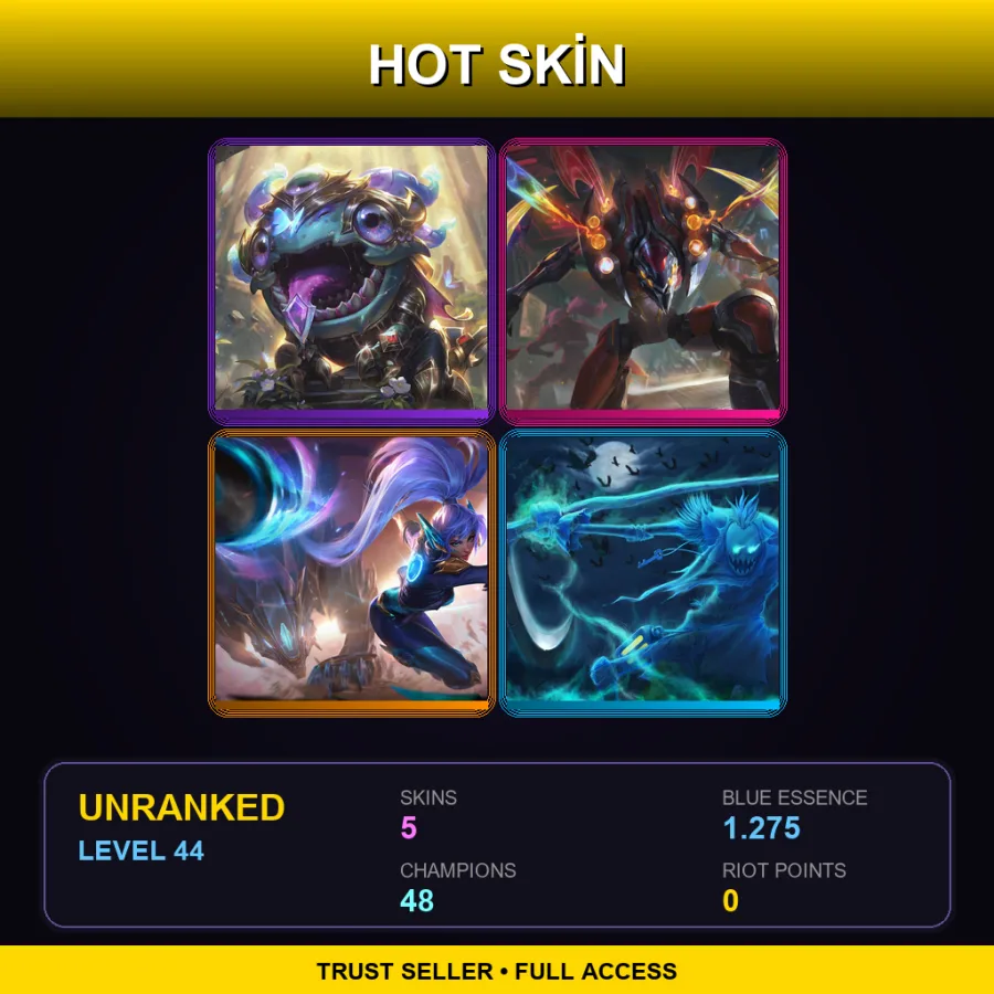 EUW | Lv44 | Unranked | 5 Skin | 48 Champ — Siren Cassiopeia