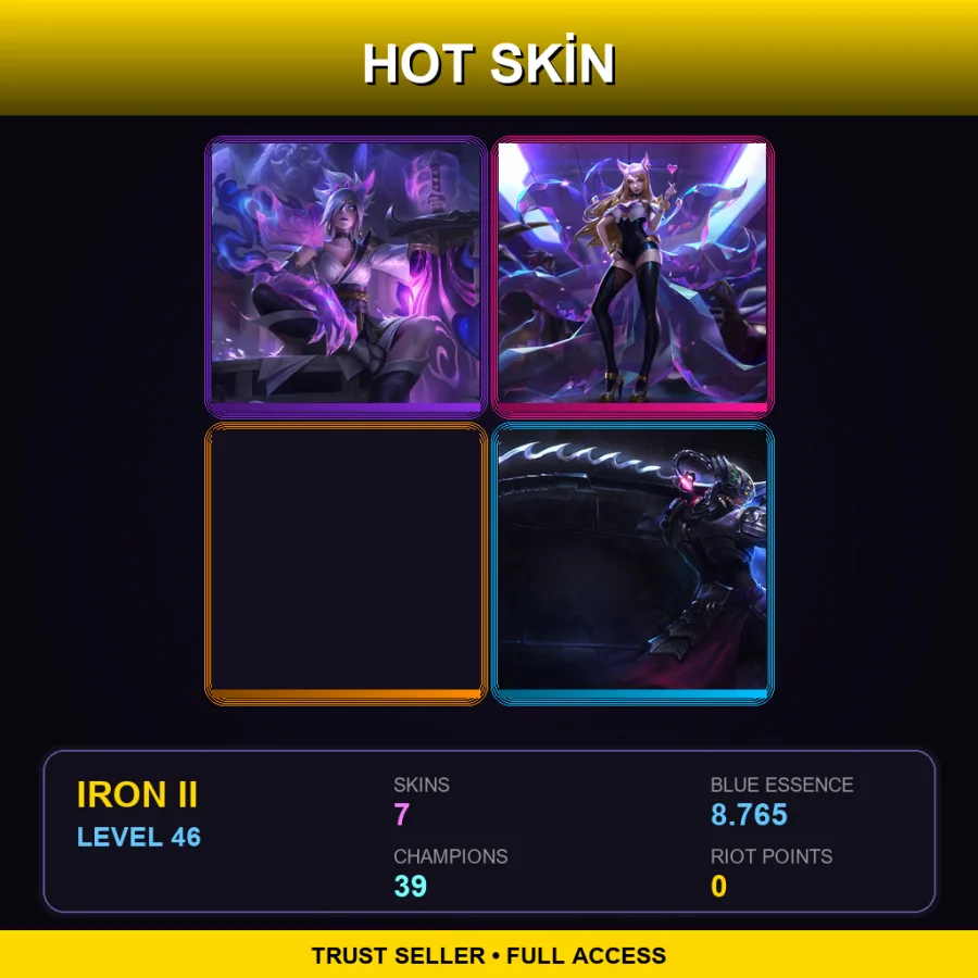 EUNE | Lv46 | Iron II | 7 Skin | 39 Champ — LoL account