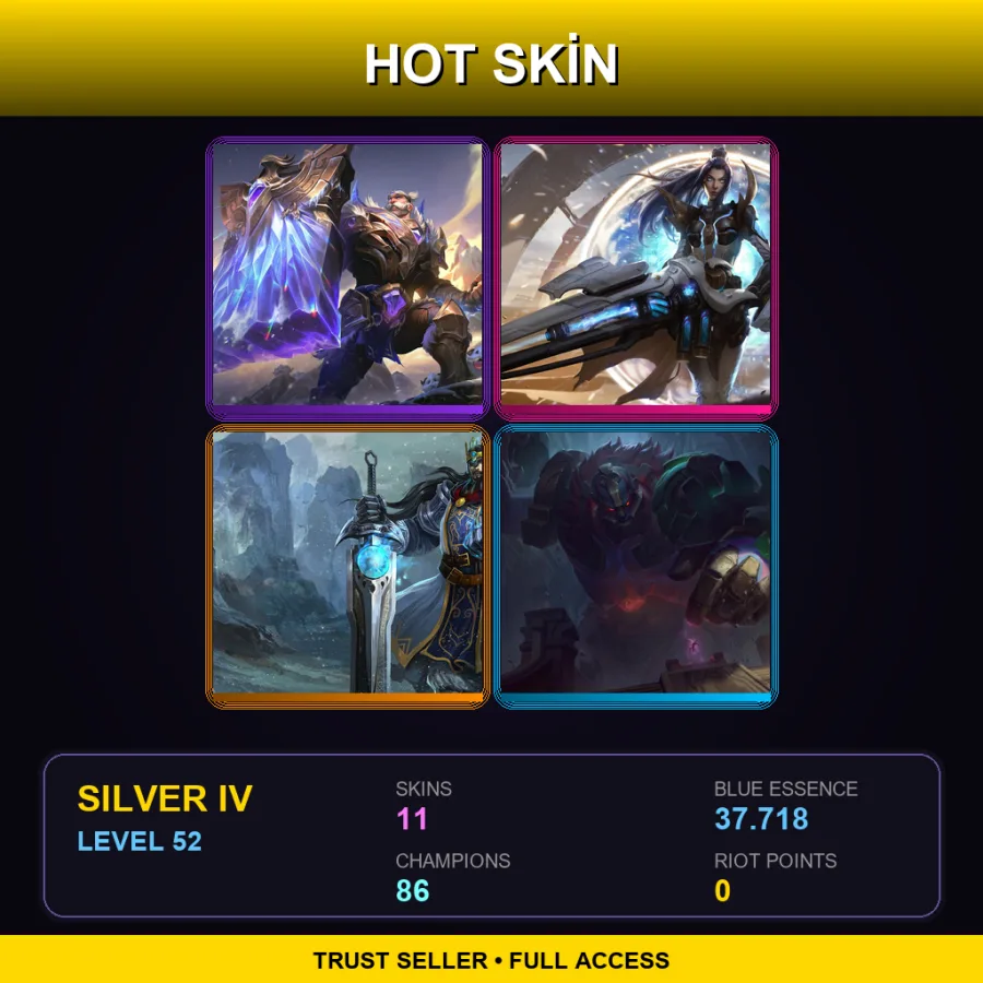LAN | Lv52 | Silver IV | 11 Skin | 86 Champ — LoL account