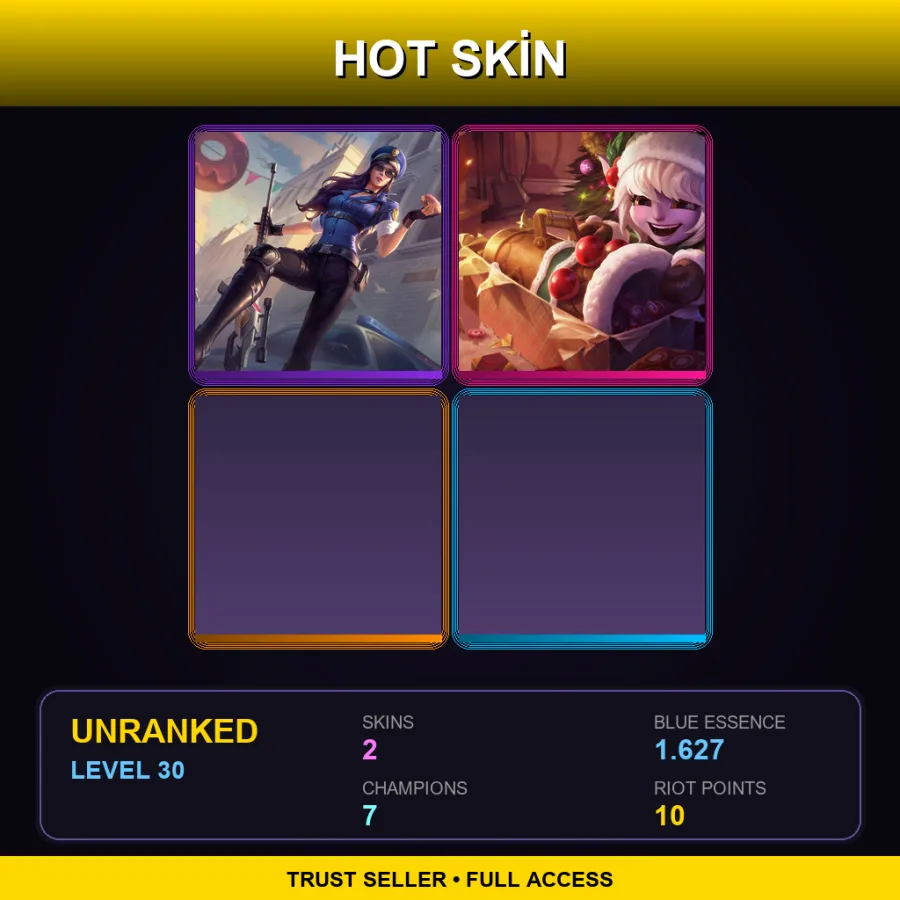 EUW | Lv30 | Unranked | 2 Skin | 7 Champ