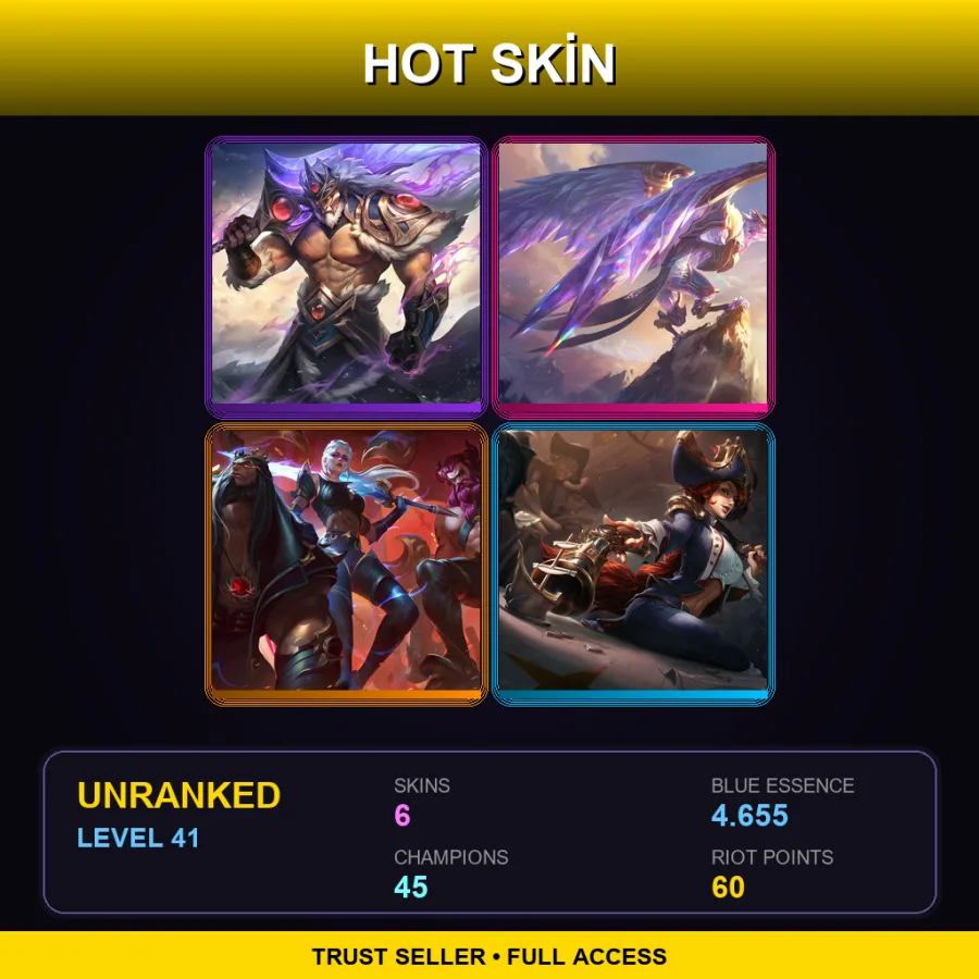 EUW | Lv41 | Unranked | 6 Skin | 45 Champ
